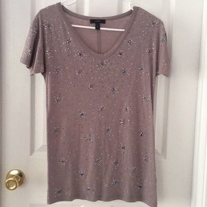 J. Crew Taupe Iridescent Jeweled T-Shirt Size XS